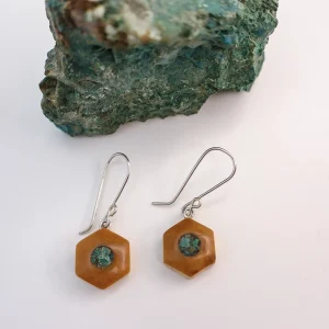 Aros Hexagonales hechos en Picoyo. Todo hecho a Mano. Piezas de Metal hechas en Plata.